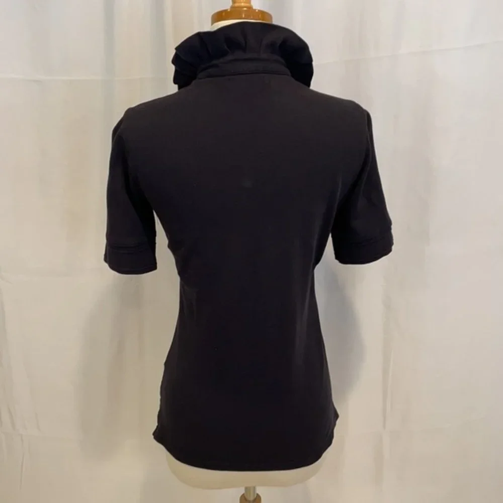 Burberry ruffle collar polo - Black knit five button - Size M - Picture 3 of 13